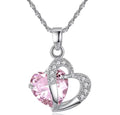 Heart Shaped Crystal Pendant with Silver Plated Necklace - Pink Panther Maison Aurum