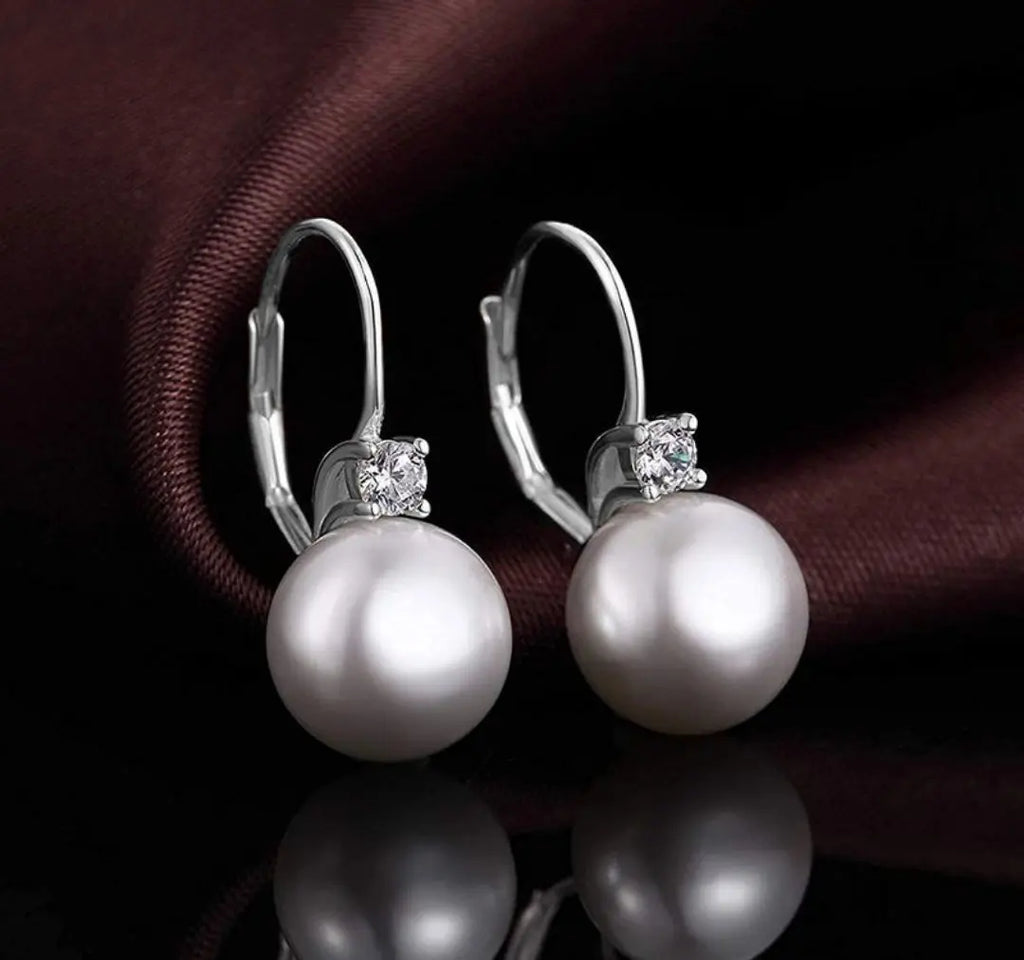 Pearl Diamond Earrings for Women Dangle Drop Earrings 925 Sterling Silver Maison Aurum