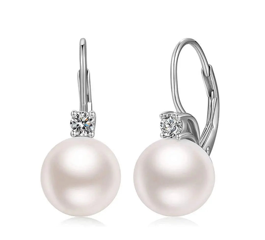 Pearl Diamond Earrings for Women Dangle Drop Earrings 925 Sterling Silver Maison Aurum