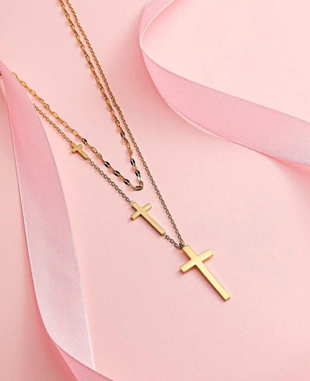Layered Cross Necklace Maison Aurum