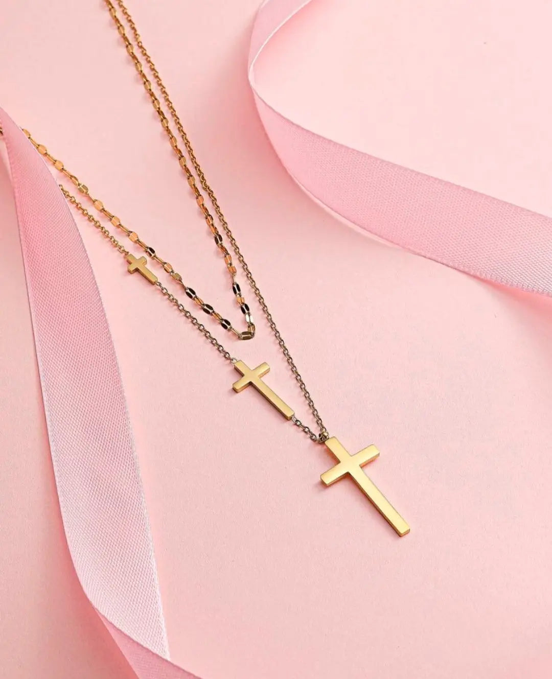 Layered Cross Necklace Maison Aurum