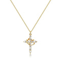 Gold Cubic Zirconia Cross Necklace Maison Aurum