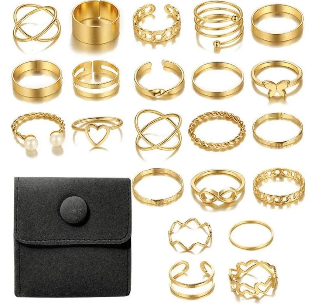22 Piece Alloy Design Ring Set For Women-heart design Maison Aurum