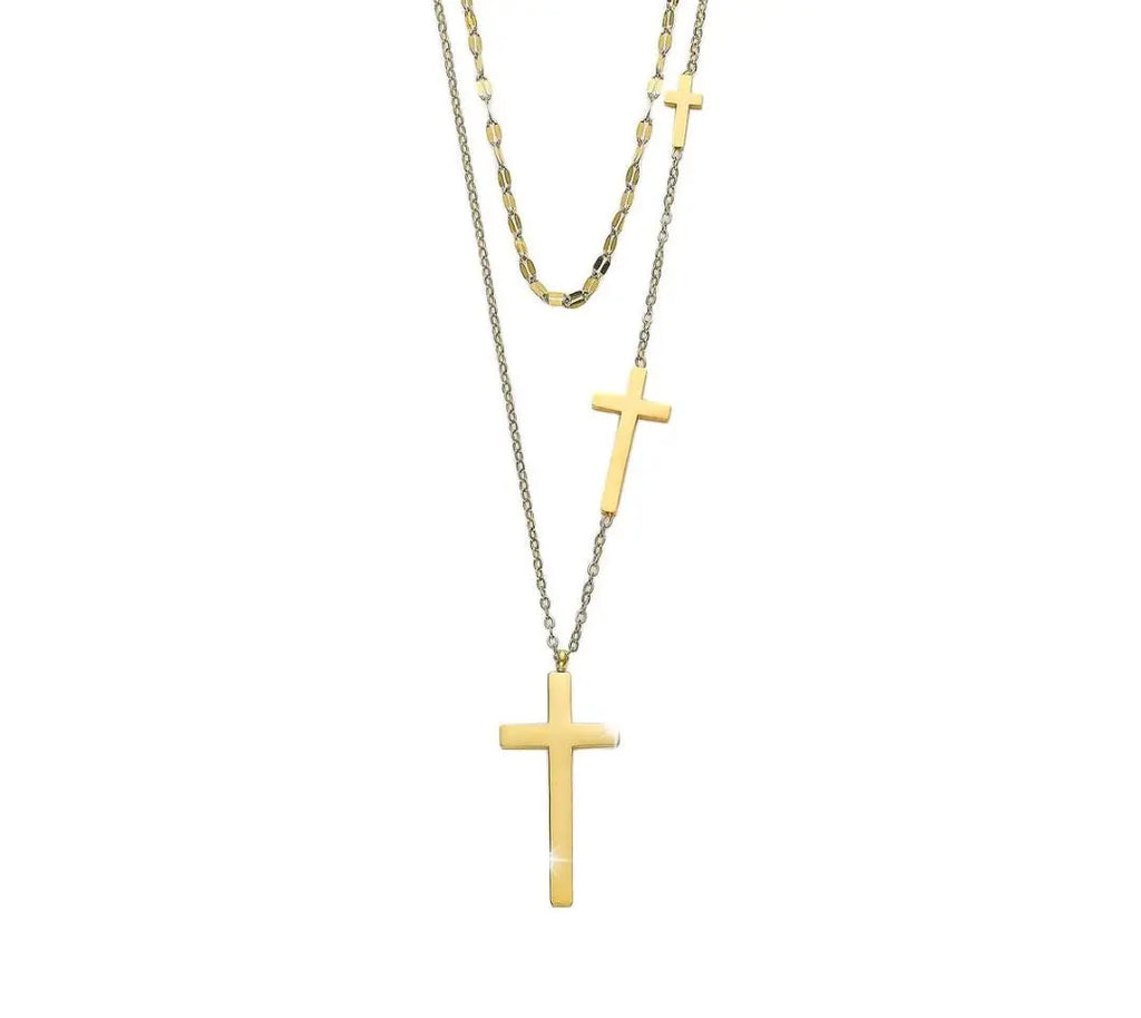 Layered Cross Necklace Maison Aurum