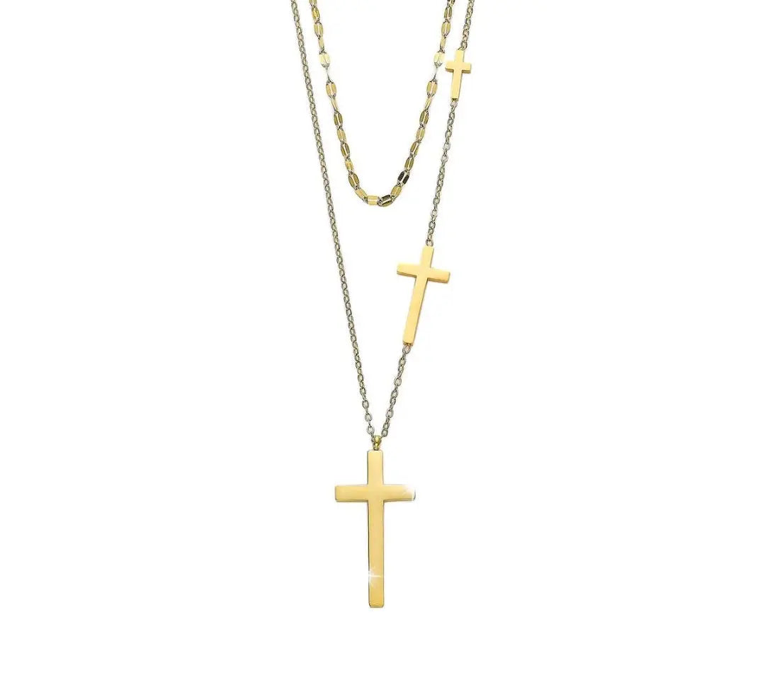 Layered Cross Necklace Maison Aurum