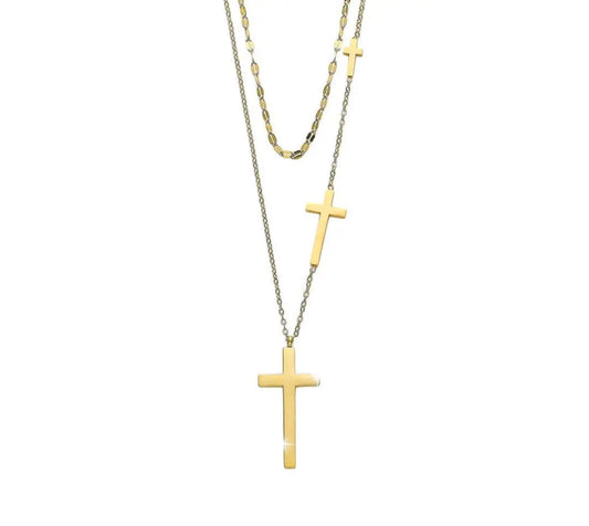 Layered Cross Necklace Maison Aurum