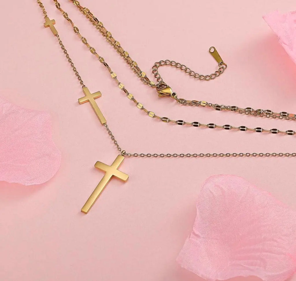 Layered Cross Necklace Maison Aurum