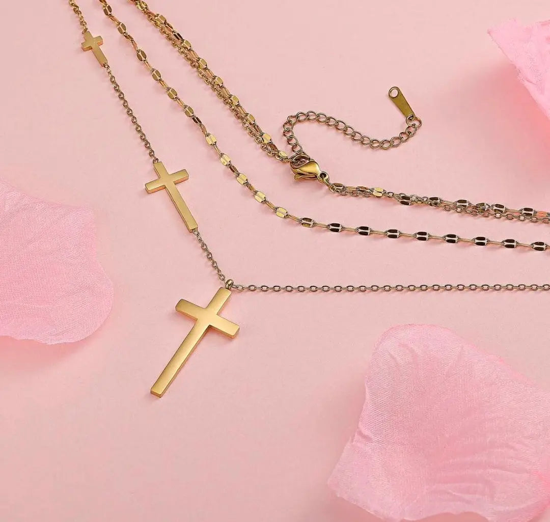 Layered Cross Necklace Maison Aurum