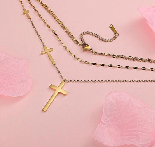Layered Cross Necklace Maison Aurum