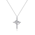 Silver Cross with Crown Pendant Necklace Maison Aurum