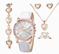 Elegant Three-eye Roman Scale Dial Quartz Watch & Jewellery Set - 5 Pieces Maison Aurum