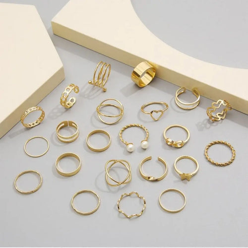 22 Piece Alloy Design Ring Set For Women-heart design Maison Aurum